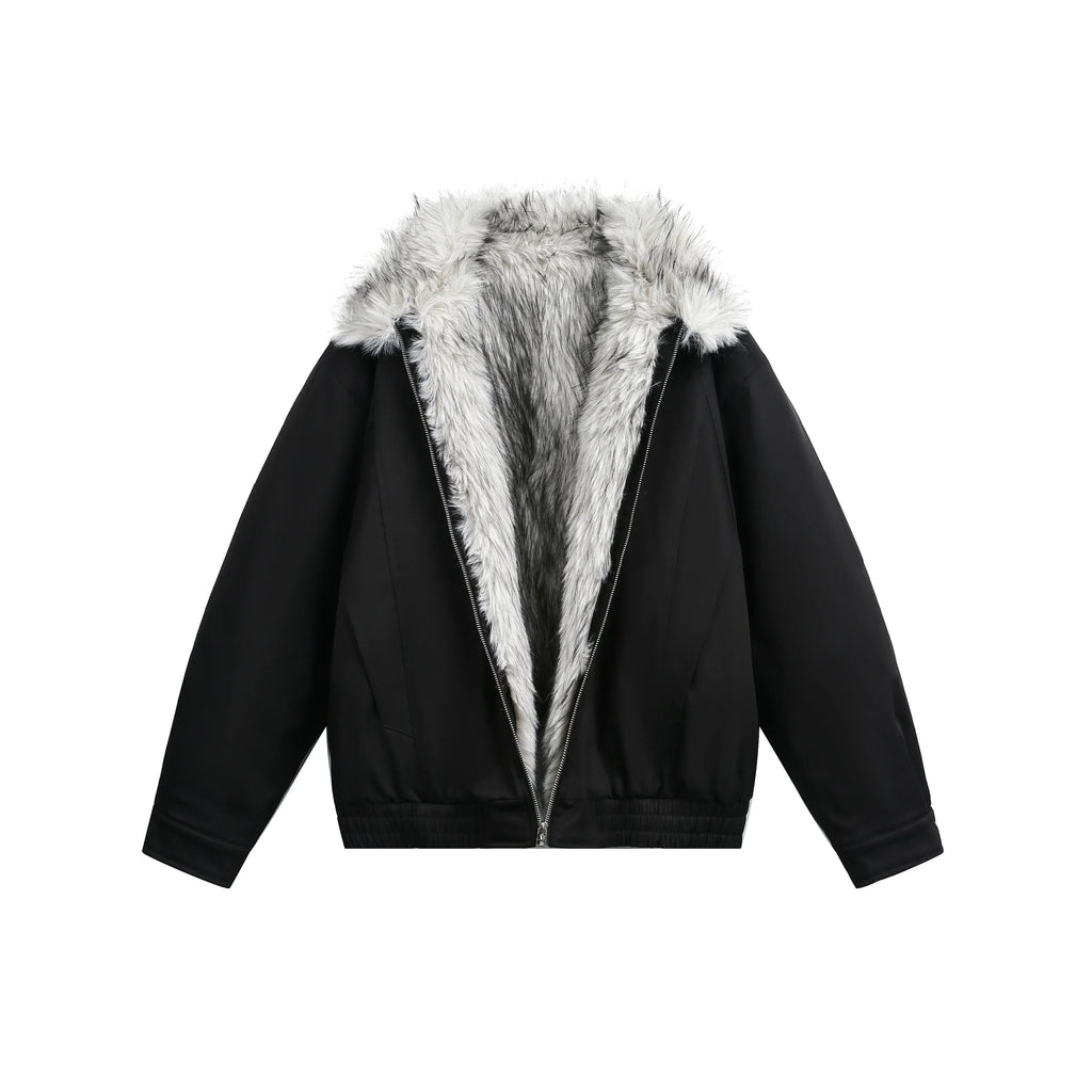 WOLF KING FUR-COLLAR HARRINGTON JACKET