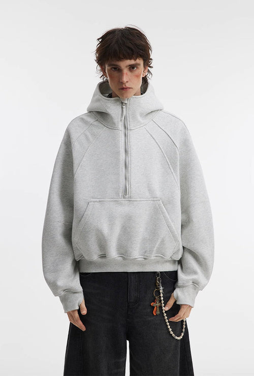 500g Heavyweight Clean-Fit Cropped Half-Zip Hoodie