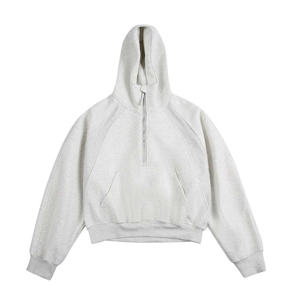 500g Heavyweight Clean-Fit Cropped Half-Zip Hoodie