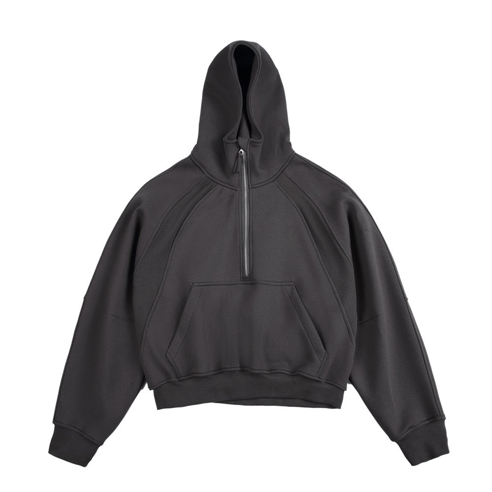 500g Heavyweight Clean-Fit Cropped Half-Zip Hoodie