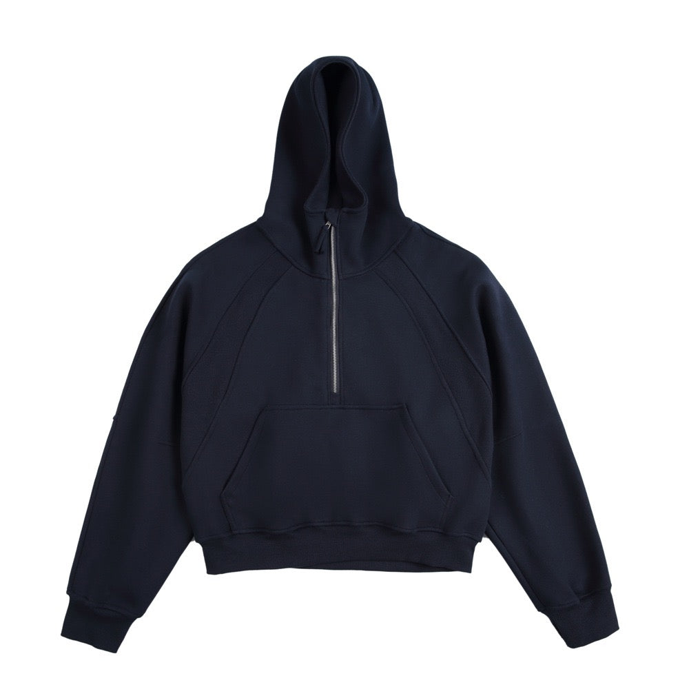 500g Heavyweight Clean-Fit Cropped Half-Zip Hoodie