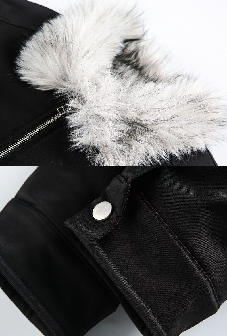 WOLF KING FUR-COLLAR HARRINGTON JACKET