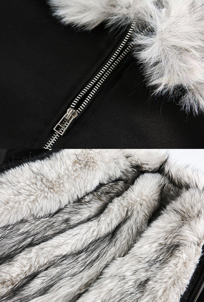 WOLF KING FUR-COLLAR HARRINGTON JACKET