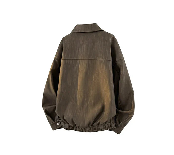 DYED FAUX LEATHER HARRINGTON JACKET