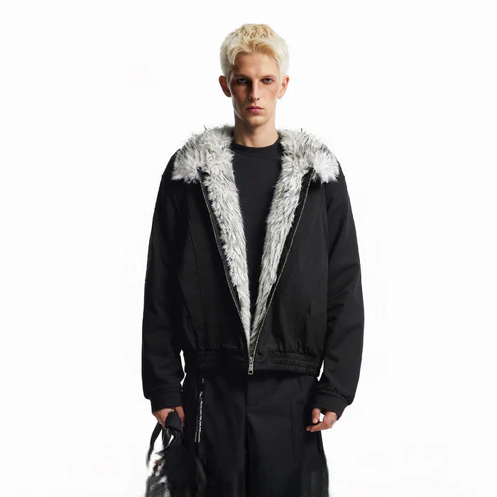 WOLF KING FUR-COLLAR HARRINGTON JACKET