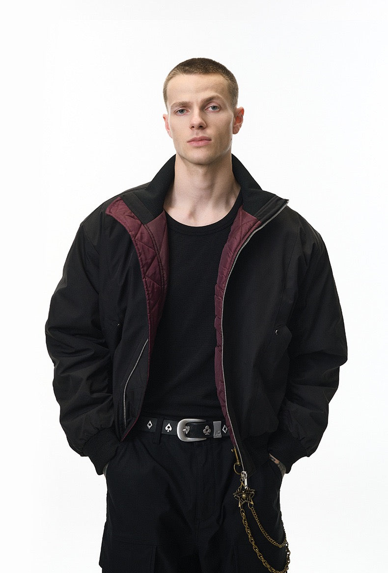 Stand Collar Flight Jacket | Cleanfit Deconstructed Cut Stand Collar Padded Jacket